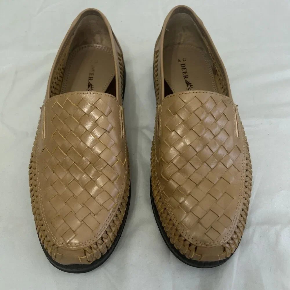 Deer Stags Mens Light Brown Basket Weave Casual Dress Shoes Sz 8 D
